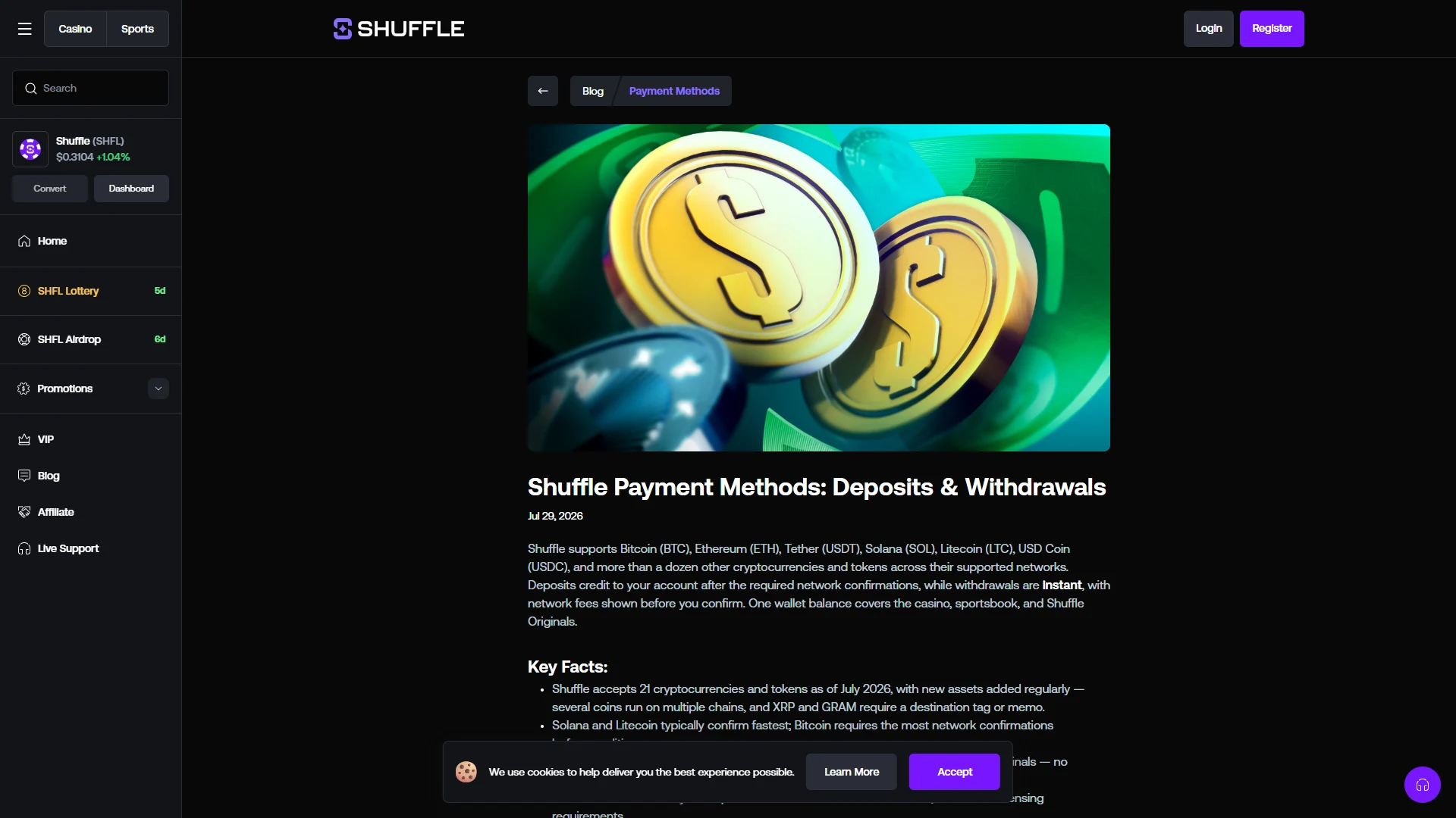 Shuffle payment methods
